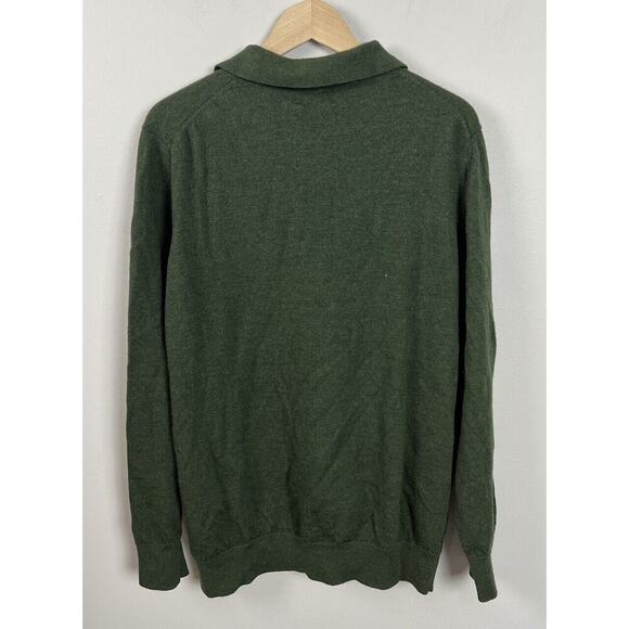 L.L. Bean 100% Merino Wool Green Long Sleeve Polo Sweater Size XXL 271165 Men’s - Picture 2 of 5